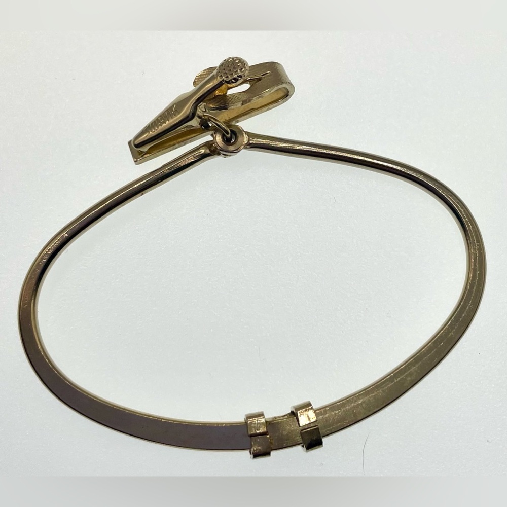 3 for $30 Vintage Signed Swank Gold Tone Open Loop Expandable Tie Ring Clip - Picture 6 of 8